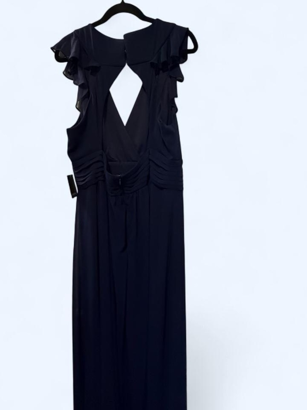 Women's Black Ruffle-Sleeve Maxi Dress